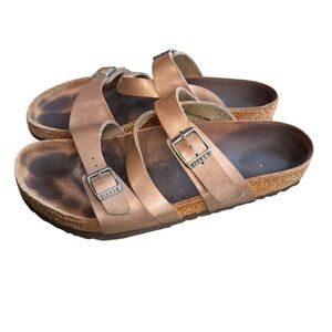 Birkenstock Salina US 8 EU 39 Birko-Flor Black Strappy Slide sandals Bronze